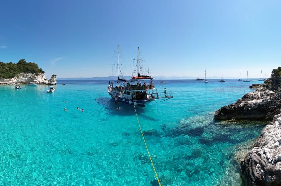 Day cruise boat from Parga to Paxos and Antipaxos in the Ionian Sea